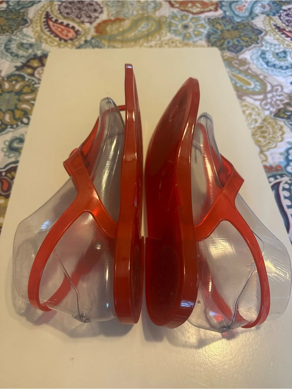 Coach Red Jelly Thong Sandals with Multi Color Signature C Footbed Sz 10